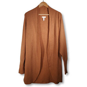 Leith Open Front Dolman Sleeve Cardigan Burnt Orange Size Medium